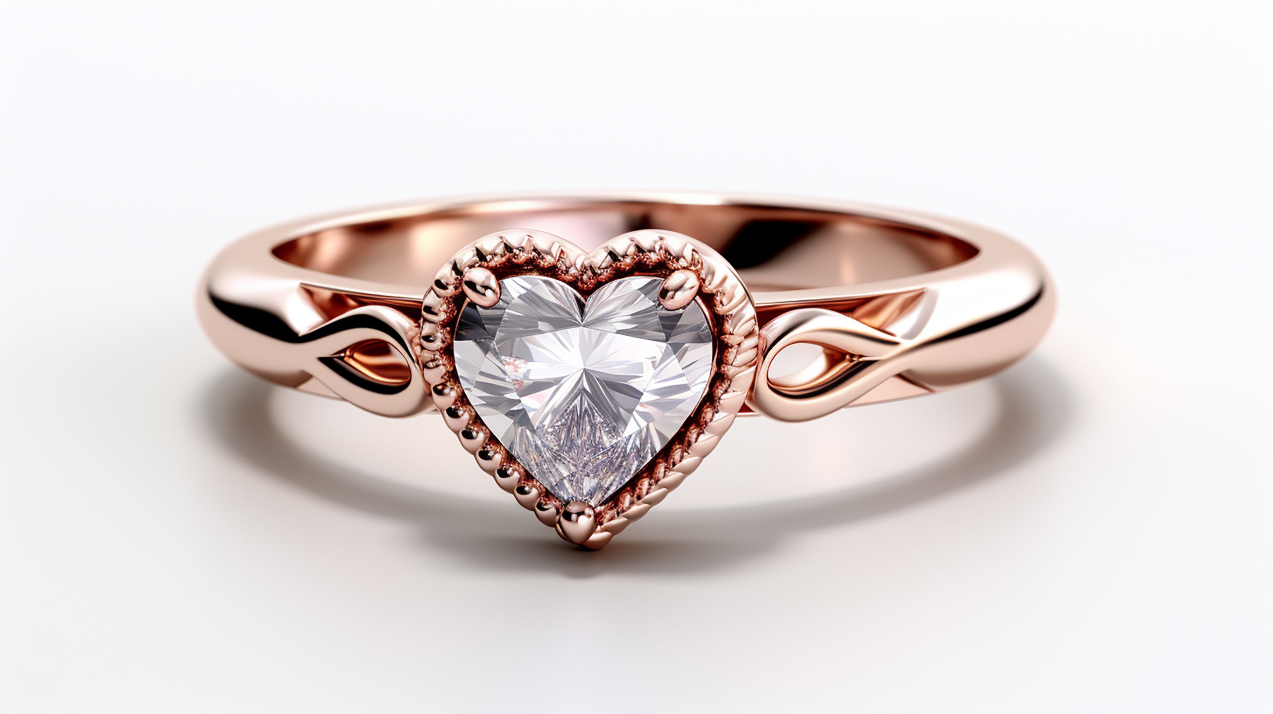 טבעת יהלום בצורת לב